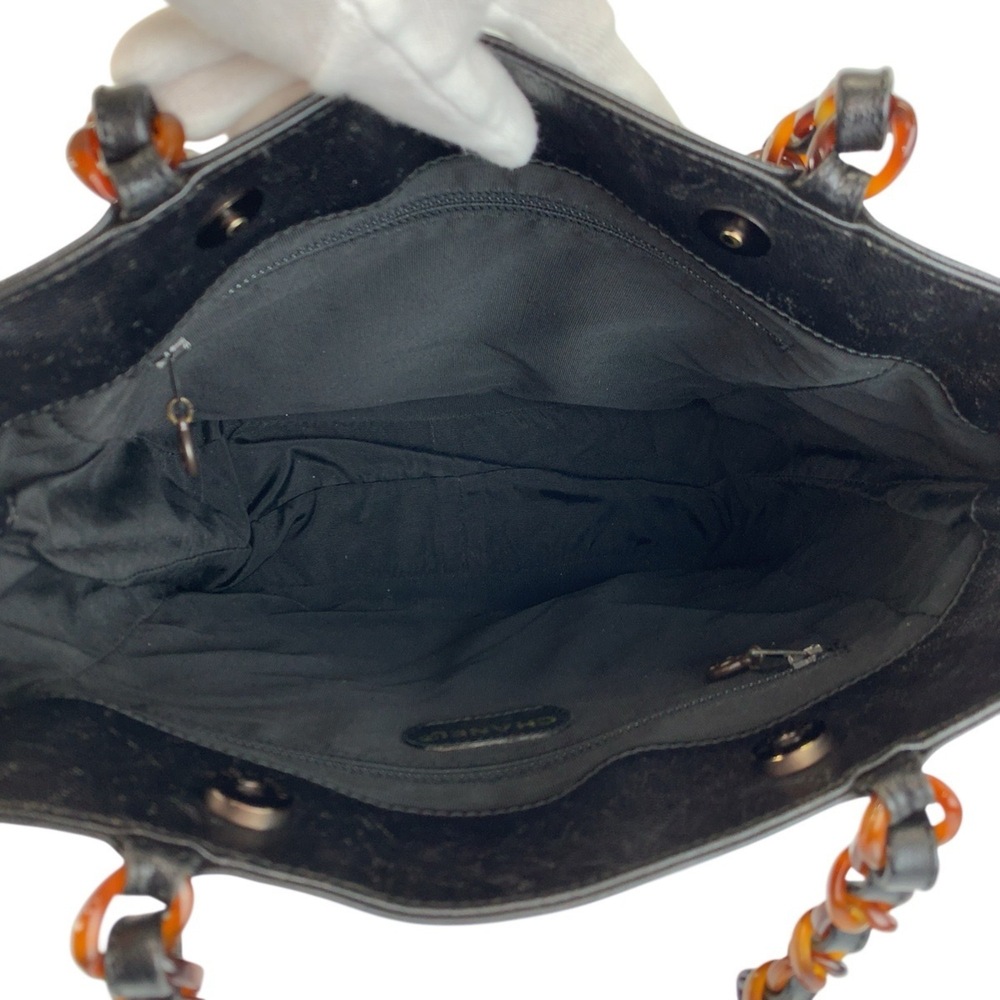 CHANEL Vintage Black Leather Logo Shoulder Bag - Picture 9 of 10
